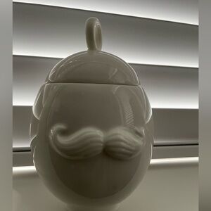 Jonathan Adler “Muse” Chic White Mustache and Lips Ceramic Container